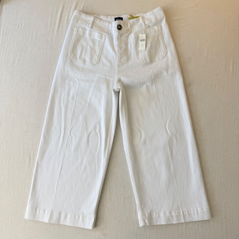 Maeve Anthropologie The Colette Wide Leg Crop Pants Women 16W White - Picture 2 of 12